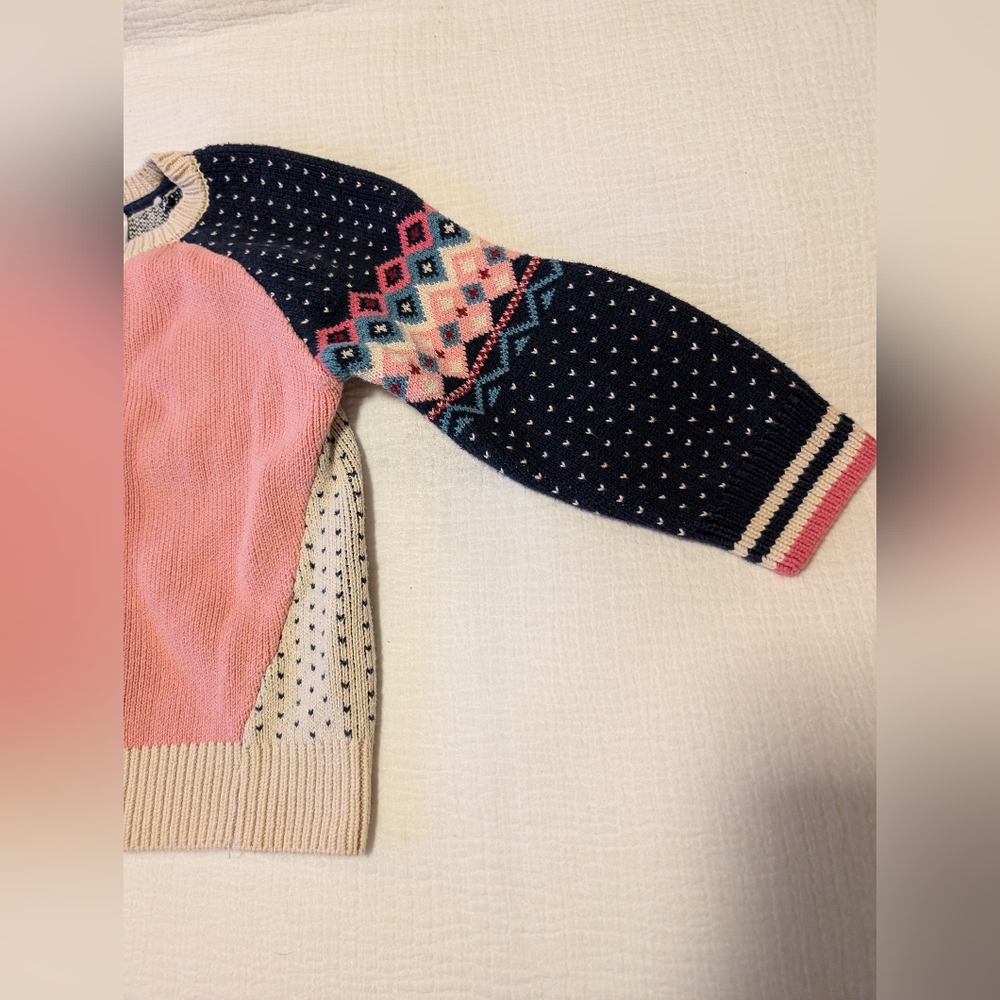Hanna Andersson Pink and Blue Zipper Sweater size 100